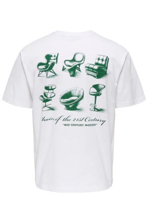 relaxed T-shirt met backprint wit