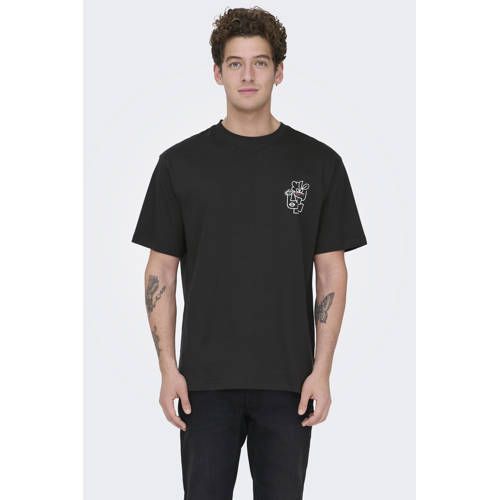 ONLY & SONS relaxed T-shirt met backprint zwart afbeelding