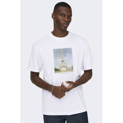 ONLY & SONS relaxed T-shirt wit afbeelding