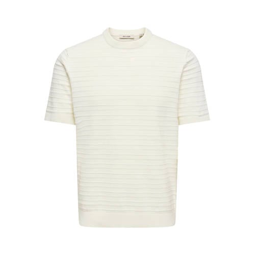 ONLY & SONS regular T-shirt gebreid ecru afbeelding