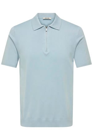 regular polo fijn gebreid lichtblauw