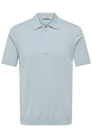 regular polo fijn gebreid lichtblauw