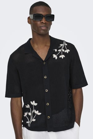 loose casual overhemd gebreid zwart