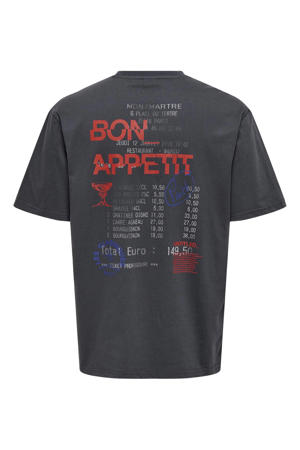 relaxed T-shirt met backprint antraciet