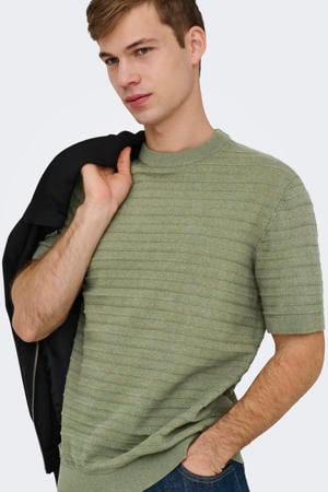 regular T-shirt gebreid groen