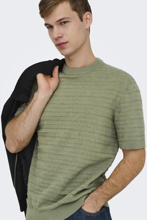regular T-shirt gebreid groen