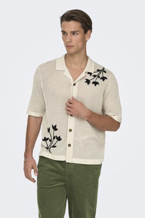 loose casual overhemd gebreid ecru