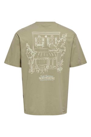 relaxed T-shirt met backprint groen