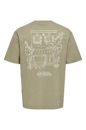 relaxed T-shirt met backprint groen