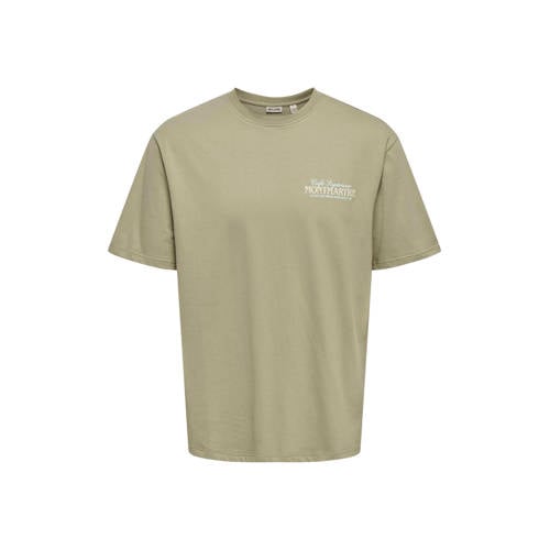 ONLY & SONS relaxed T-shirt met backprint groen afbeelding
