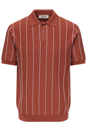 regular gestreepte polo fijn gebreid rood