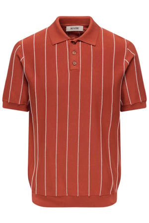 regular gestreepte polo fijn gebreid rood