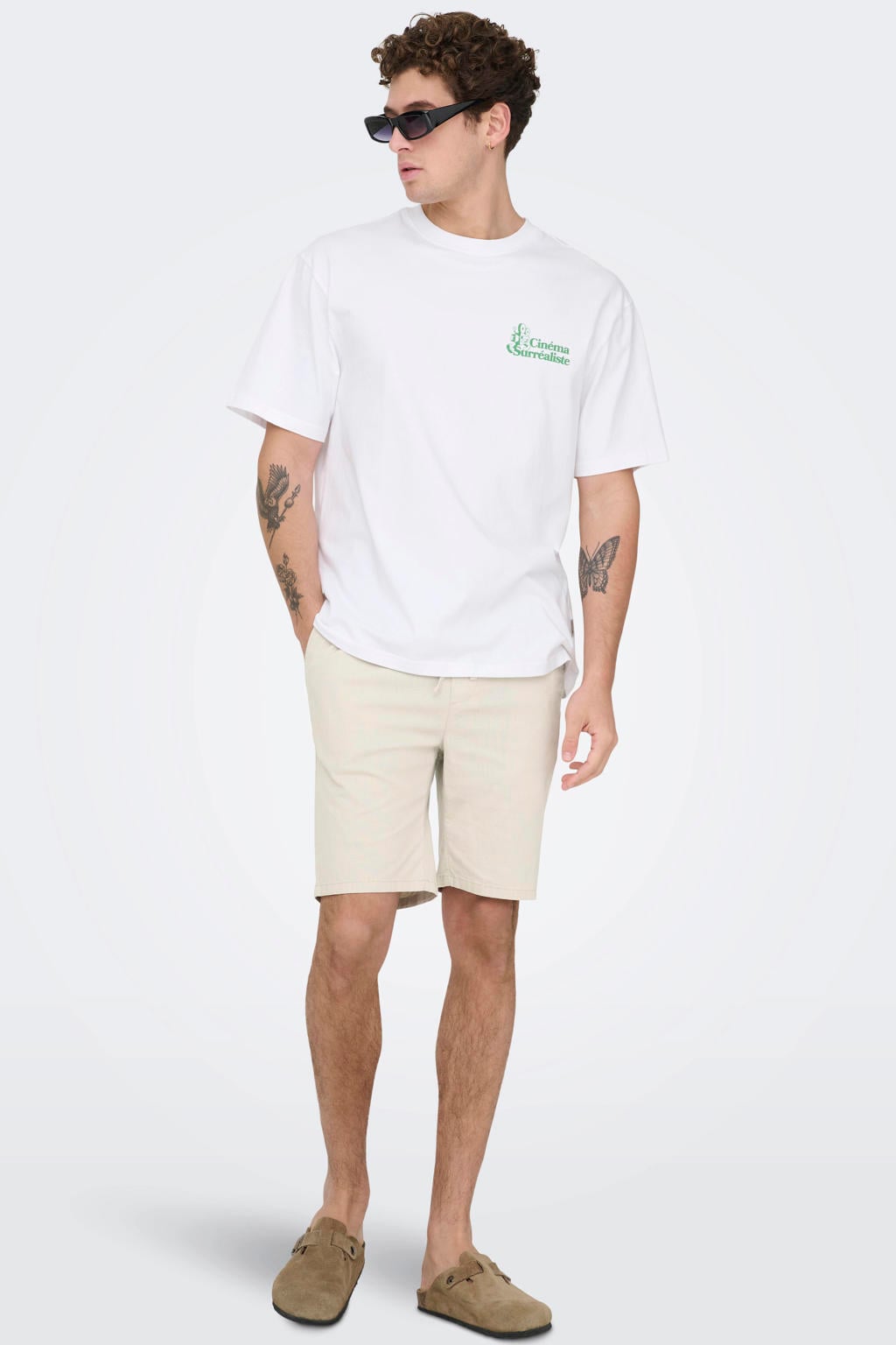 ONLY & SONS ONSREID slim casual short ecru