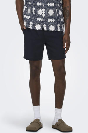 ONSTREV regular casual short donkerblauw met textuur