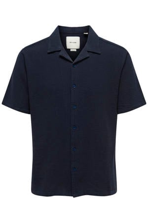 regular casual overhemd donkerblauw