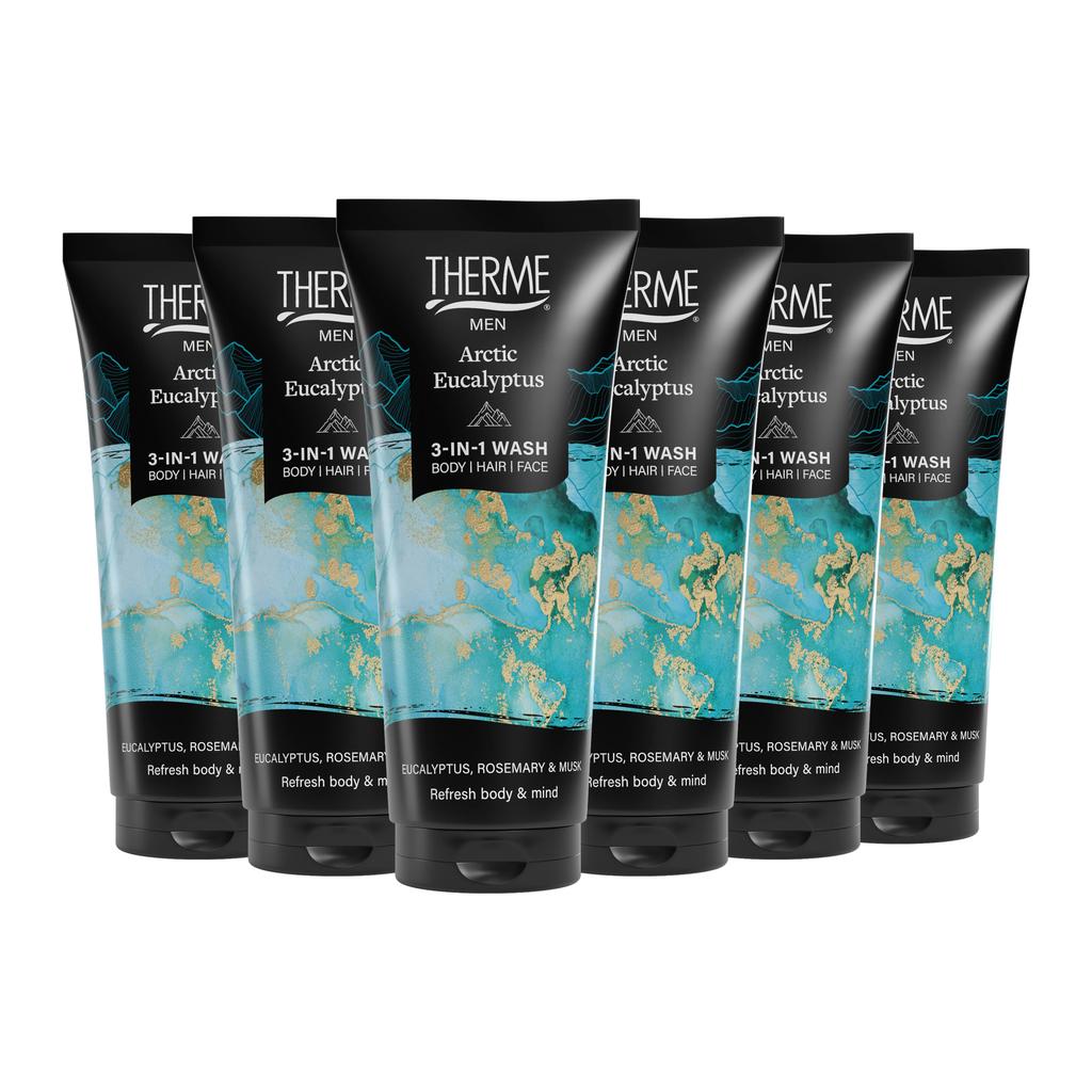 Therme Men Arctic Eucalyptus 3-in-1 Wash - 6 x 200 ml