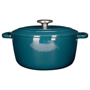 Braadpan met deksel Fontestic Gietijzer Green Heron Ø 24 cm / 4.6 Liter - geëmailleerde anti-aanbaklaag