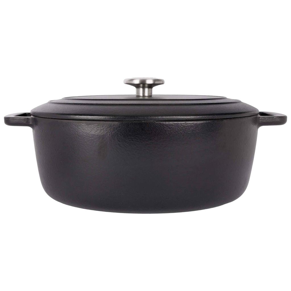 Cosy & Trendy Braadpan met deksel Fontestic Gietijzer Black Ovaal - 31 x 24 cm / 6 Liter - geëmailleerde anti-aanbaklaag