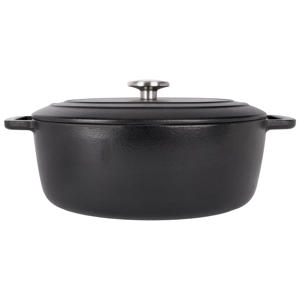 Braadpan met deksel Fontestic Gietijzer Black Ovaal - 31 x 24 cm / 6 Liter - geëmailleerde anti-aanbaklaag