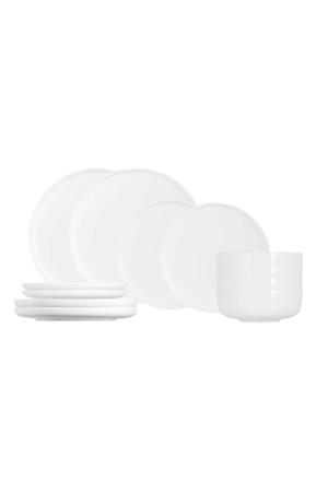 Serviesset Moon White 12-delig / 4 personen - 4 dinerborden, 4 ontbijtborden en 4 kommen