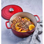 thumbnail: Cosy & Trendy Braadpan met deksel Fontestic Gietijzer Traditional Red Ø 24 cm / 4.6 Liter - geëmailleerde anti-aanbaklaag