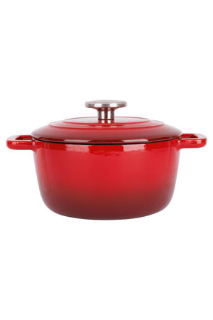Braadpan met deksel Fontestic Gietijzer Traditional Red Ø 20 cm / 2.7 Liter - geëmailleerde anti-aanbaklaag