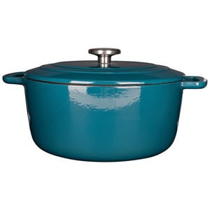 Braadpan met deksel Fontestic Gietijzer Green Heron Ø 28 cm / 6.8 Liter - geëmailleerde anti-aanbaklaag