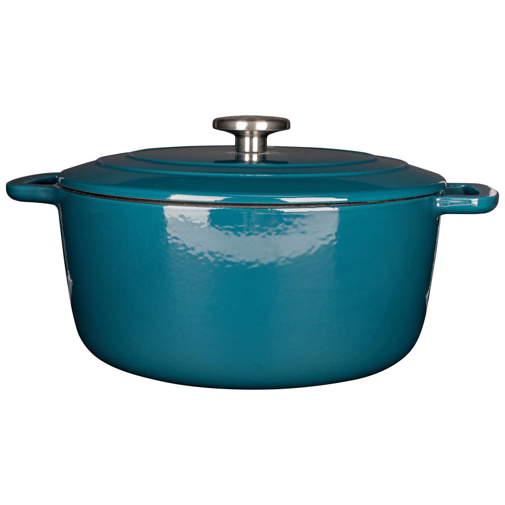 Cosy & Trendy Braadpan met deksel Fontestic Gietijzer Green Heron Ø 28 cm / 6.8 Liter - geëmailleerde anti-aanbaklaag