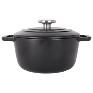 Braadpan met deksel Fontestic Gietijzer Black Ø 20 cm / 2.7 Liter - geëmailleerde anti-aanbaklaag