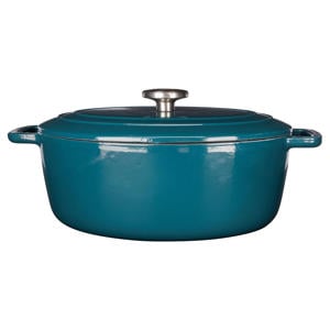 Braadpan met deksel Fontestic Gietijzer Green Heron Ovaal - 31 x 24 cm / 6 Liter - geëmailleerde anti-aanbaklaag