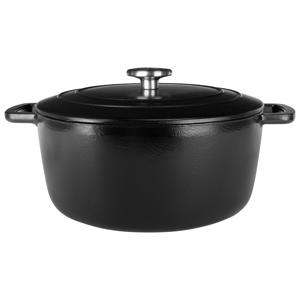 Braadpan met deksel Fontestic Gietijzer Black Ø 24 cm / 4.6 Liter - geëmailleerde anti-aanbaklaag