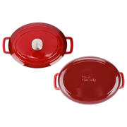 thumbnail: Cosy & Trendy Braadpan met deksel Fontestic Gietijzer Traditional Red Ovaal - 31 x 24 cm / 6 Liter - geëmailleerde anti-aanbaklaag