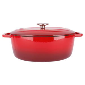 Braadpan met deksel Fontestic Gietijzer Traditional Red Ovaal - 31 x 24 cm / 6 Liter - geëmailleerde anti-aanbaklaag