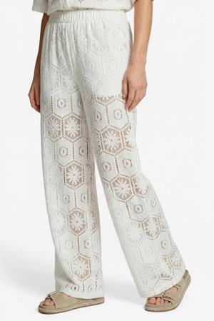 straight high waist broek crochet ecru