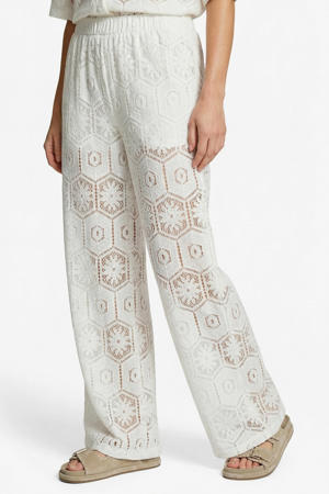 straight high waist broek crochet ecru