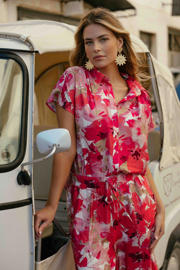 thumbnail: CS the Label gebloemde blouse koraalrood