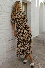 thumbnail: CS the Label blousejurk met panterprint bruin