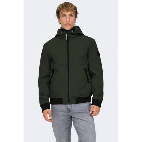 ONLY & SONS softshell jas donkergroen afbeelding