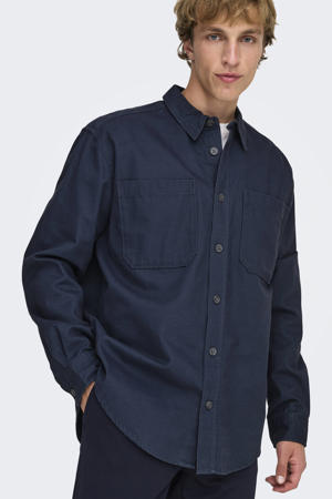 loose casual overhemd donkerblauw