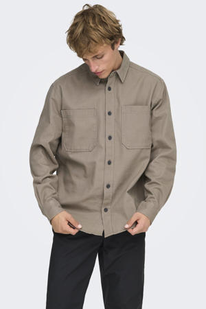 loose casual overhemd taupe