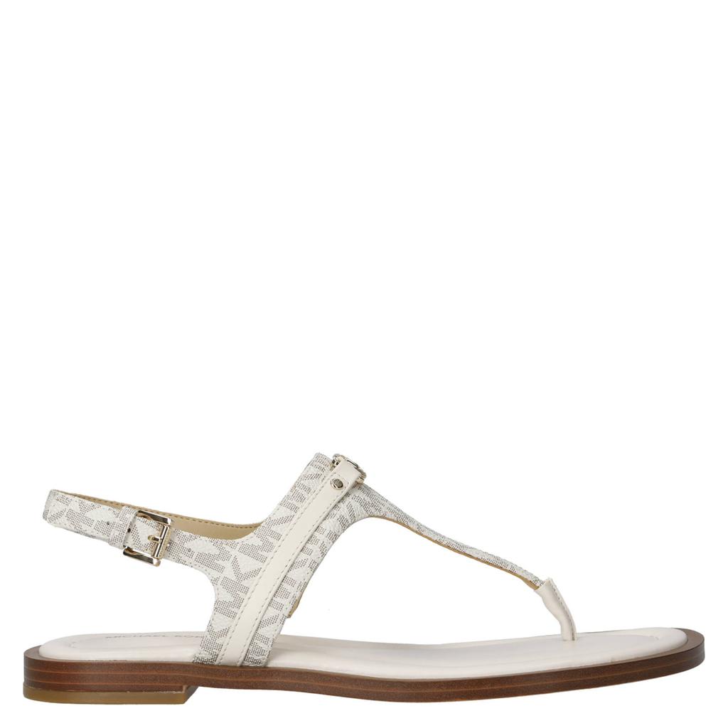 Witte dames Michael Kors Mandy sandalen van canvas en imitatieleer met gesp