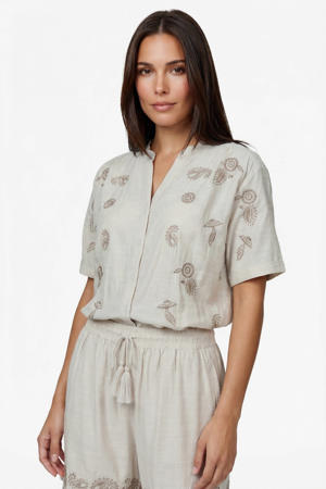 blouse met paisley print zand