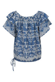 thumbnail: G-maxx top broderie medium blue denim