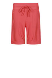 thumbnail: Koraalrode dames G-maxx regular waist casual short van polyamide met elastische tailleband met koord en effen