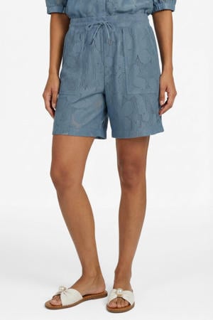 regular high waist gebloemde bermuda short blauw