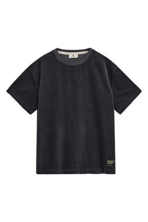 corduroy relaxed T-shirt antraciet