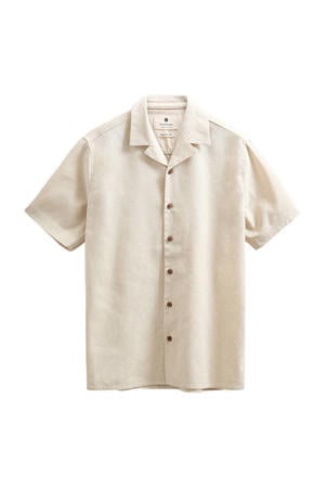 regular casual overhemd met linnen beige