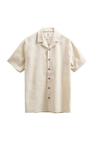 regular casual overhemd met linnen beige