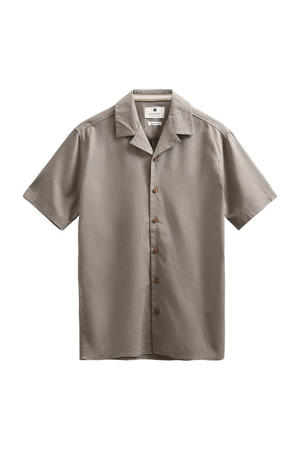 regular casual overhemd met linnen taupe