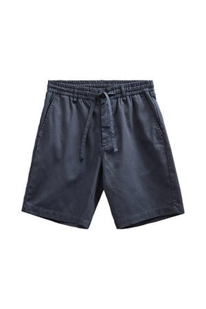 regular casual short met linnen donkerblauw